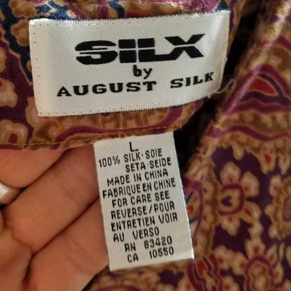 August Silk, Vintage rust colored silk dress - Picture 2 of 5